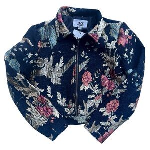 Jack by BB Dakota Navy Blue Brocade Betty Jacket Size X-Small